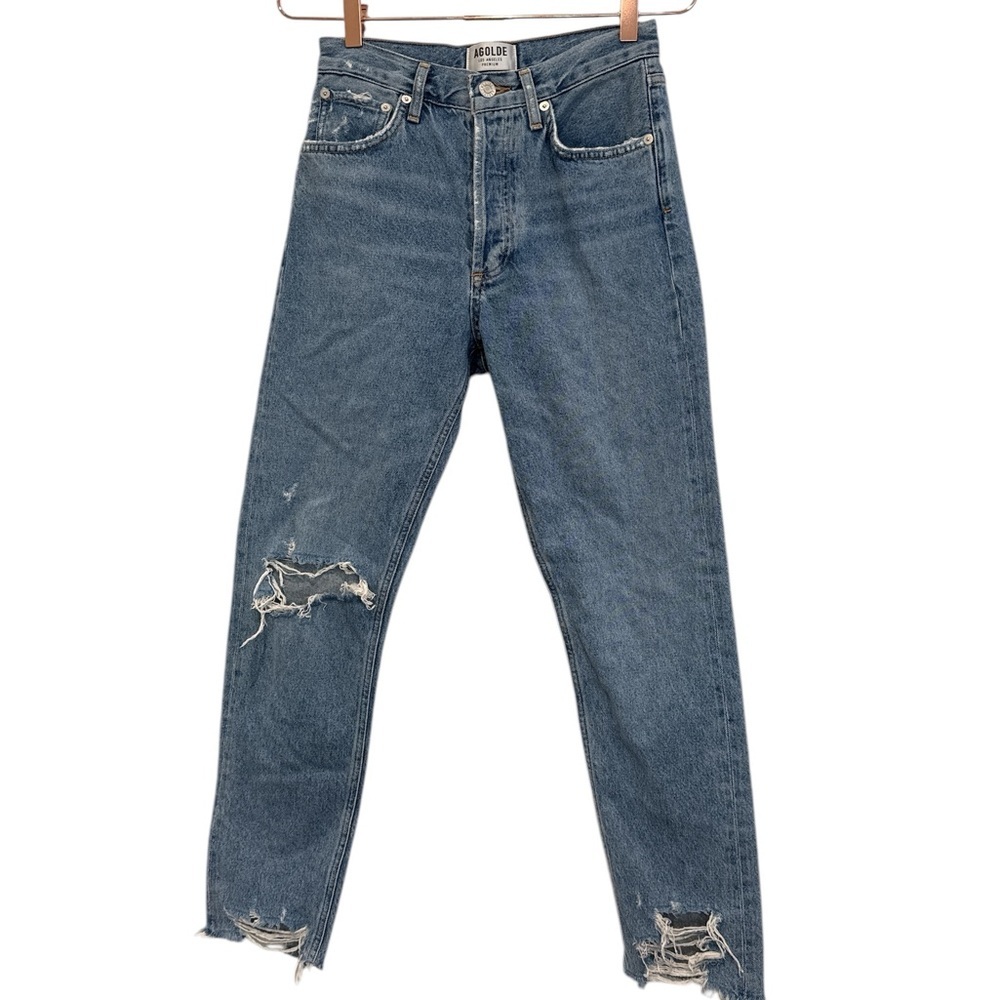 Agolde Blue Distressed feel good  Jeans. Light denim wash.  Size 25